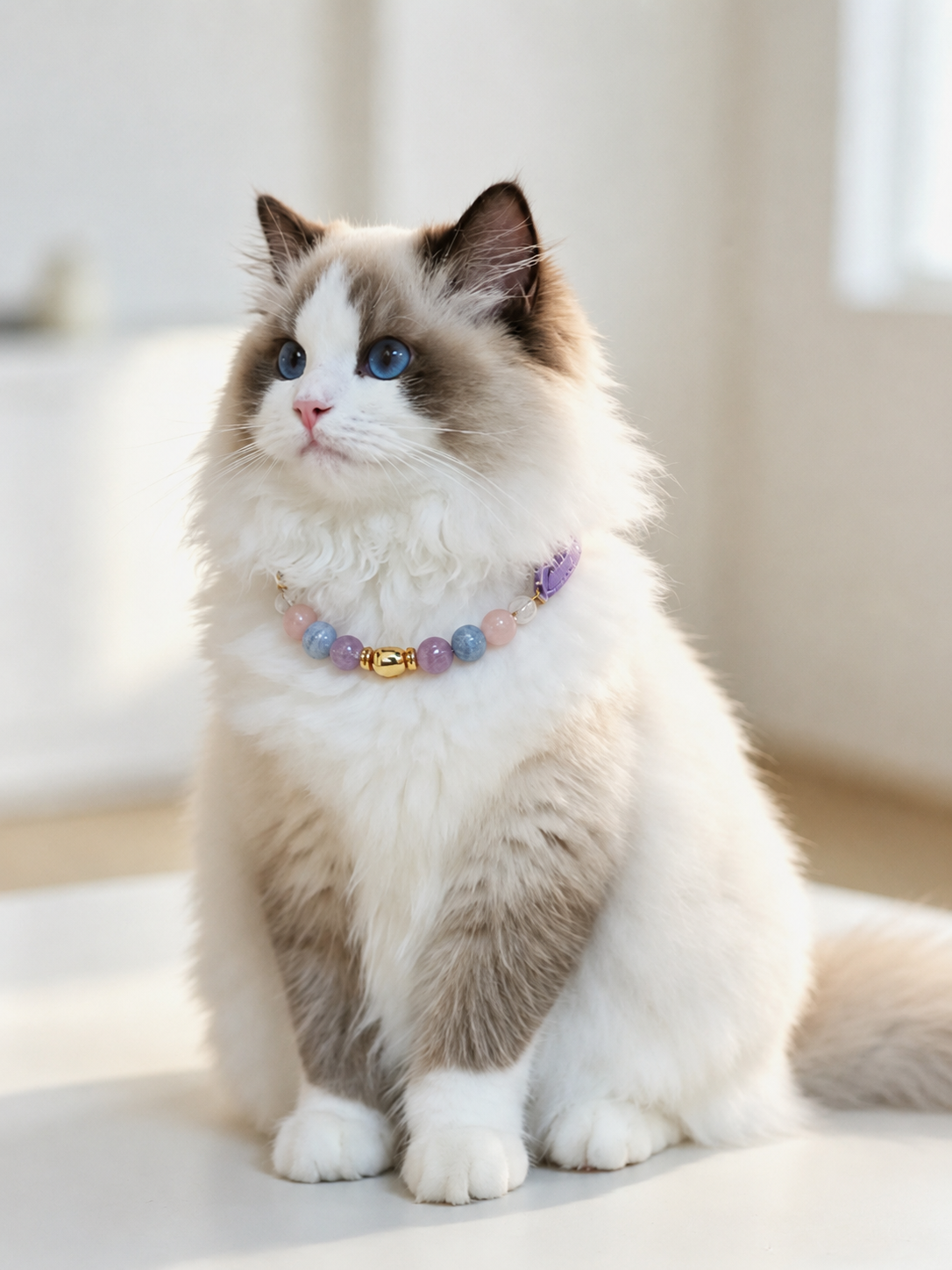 Auspicious Purple Aura Crystal Pet Collar