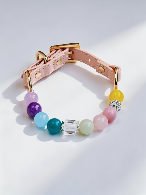 Rainbow Charm Crystal Pet Collar